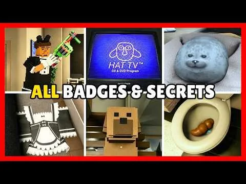 he ate them. ALL BADGES & SECRETS - ROBLOX [4K60FPS]